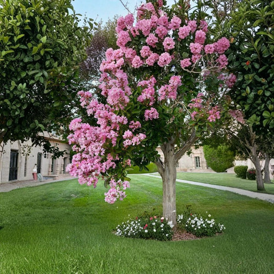 Sioux Crape Myrtle – Lagerstroemia indica 'Sioux' Live Tree | 1-Year-Old Rooted Plant in Quart Pot | Pink Flowering Tree