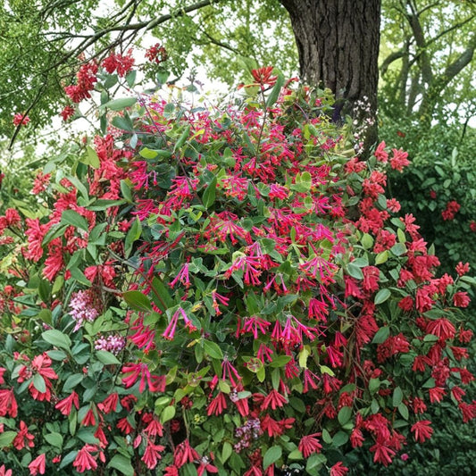 Trumpet Coral Honeysuckle Vine – Lonicera sempervirens Live Starter Plant | Well Rooted | Ships in Pot | Hummingbird Garden