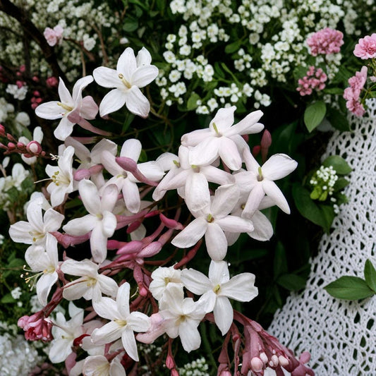 Pink Jasmine Plant – Jasminum polyanthum Live Vine | 6–10 Inch Starter Plant | Fragrant Winter Blooming Climber | Indoor Outdoor