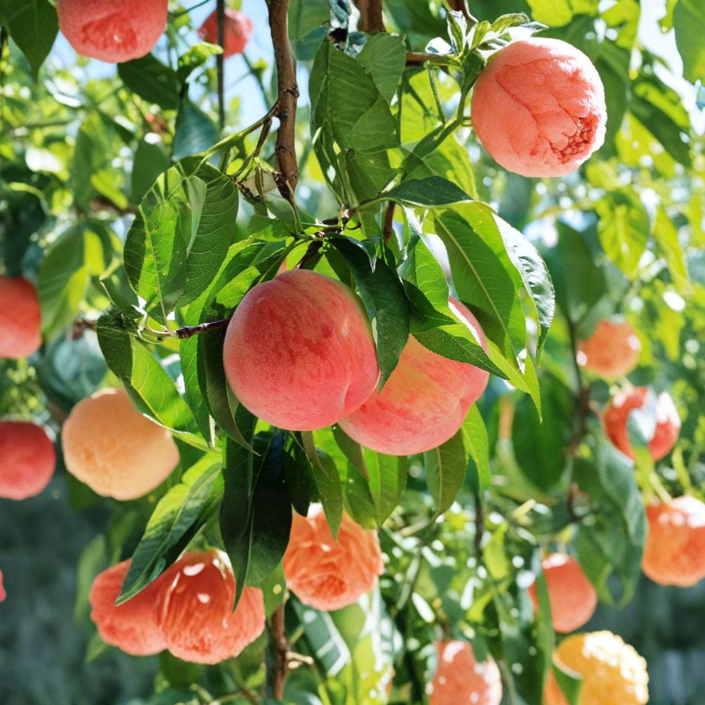 Hujing Honey Peach Tree – Prunus persica Live Plant | Yangshan Peach | Ultra Sweet Juicy Fruit | Premium Chinese Variety | Early Summer Harvest