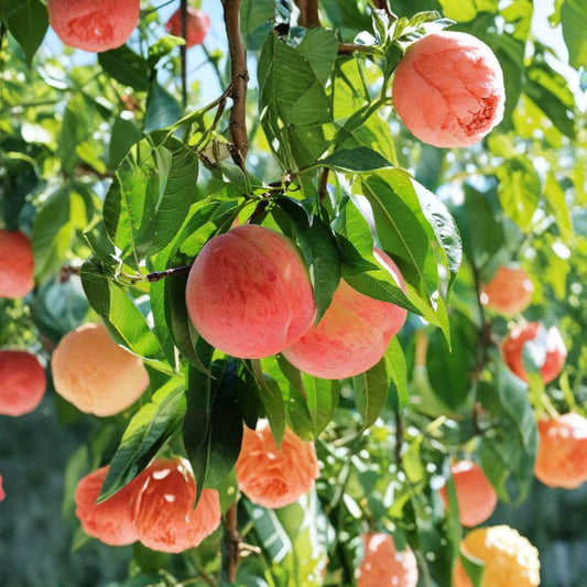 Hujing Honey Peach Tree – Prunus persica Live Plant | Yangshan Peach | Ultra Sweet Juicy Fruit | Premium Chinese Variety | Early Summer Harvest