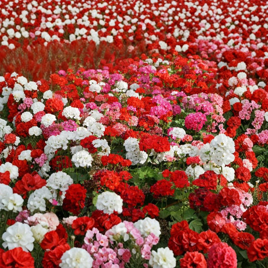 100 Annual Geranium Flower Seeds – Pelargonium Zonale Mix | Scarlet White Violet Rose Blooms | Non-GMO Garden Seeds