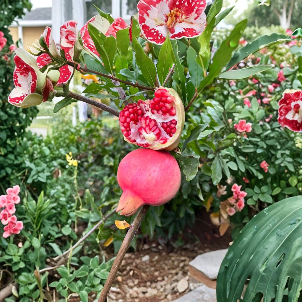 Cold Hardy Soft Seed Pomegranate Tree – Punica granatum Live Plant | Sweet Juicy Red Fruit | Ornamental Flowering Tree | 红如意石榴
