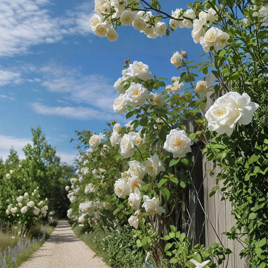 White Climbing Rose Live Plant – Fragrant White Flowering Rose | Small 3 Inch Pot | Climbing Garden Rose | Trellis & Pergola Plant