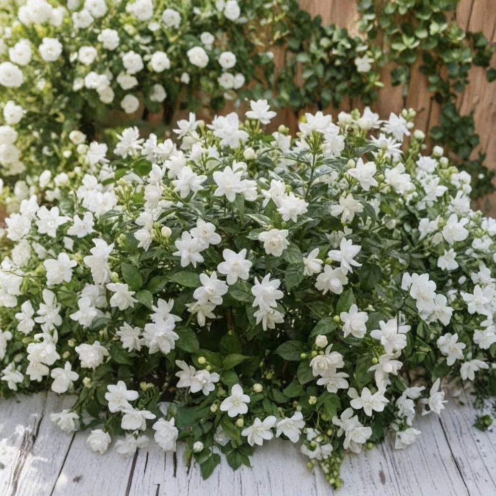 Arabian Jasmine Plant – Jasminum sambac Live Starter | Rooted Fragrant Jasmine in Pot | Indoor Outdoor Tropical Flowering Plant