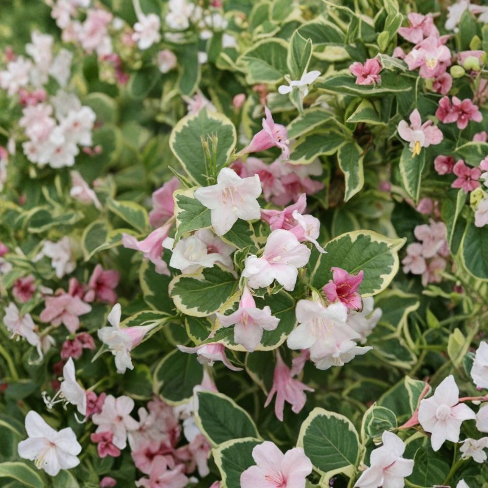 Variegata Weigela Live Plant | 4+ Inches Tall | Bare Root Variegated Flowering Shrub | Pink Blooms | Hardy Landscape Plant