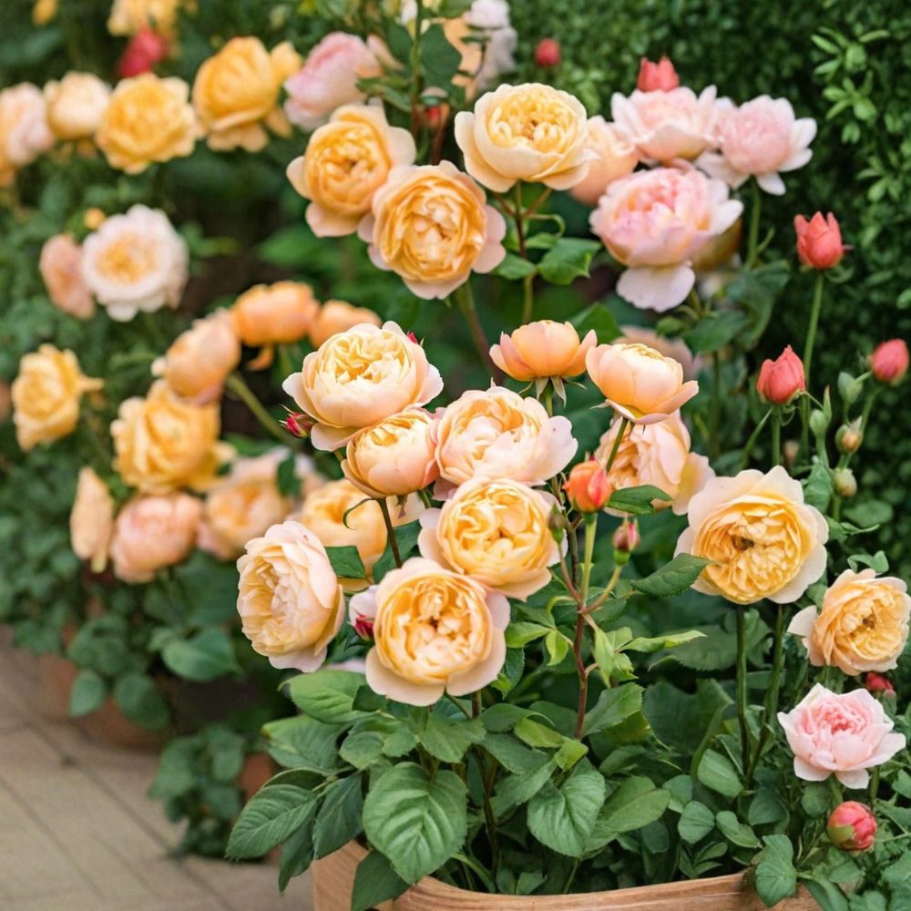 Roald Dahl English Rose – Rosa 'Ausowlish' Live Own Root Plant | 5 Inch Tall | Apricot Repeat-Blooming Shrub Rose