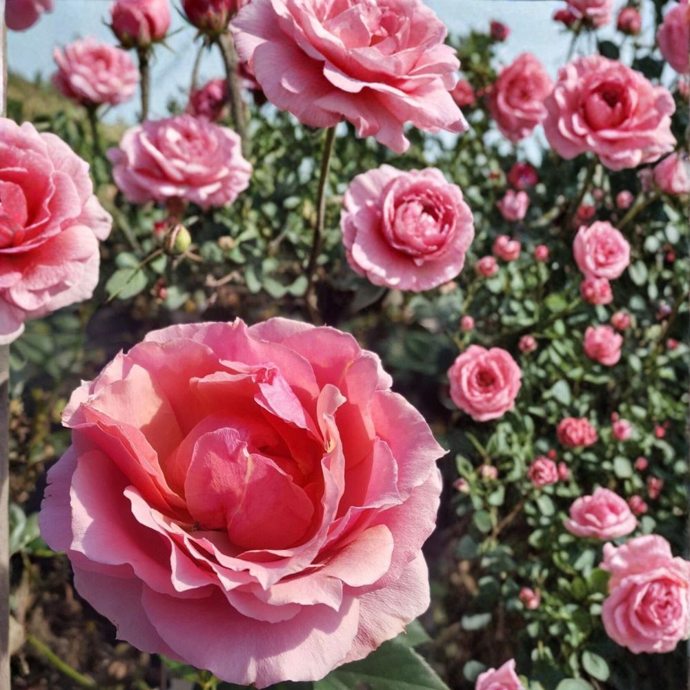 Princesse de Monaco Grandiflora Rose – Rosa Hybrid Live Bush Plant | 5 Gallon Size | Pink Flowering Rose Shrub | Elegant Grandiflora Rose | Garden Ready