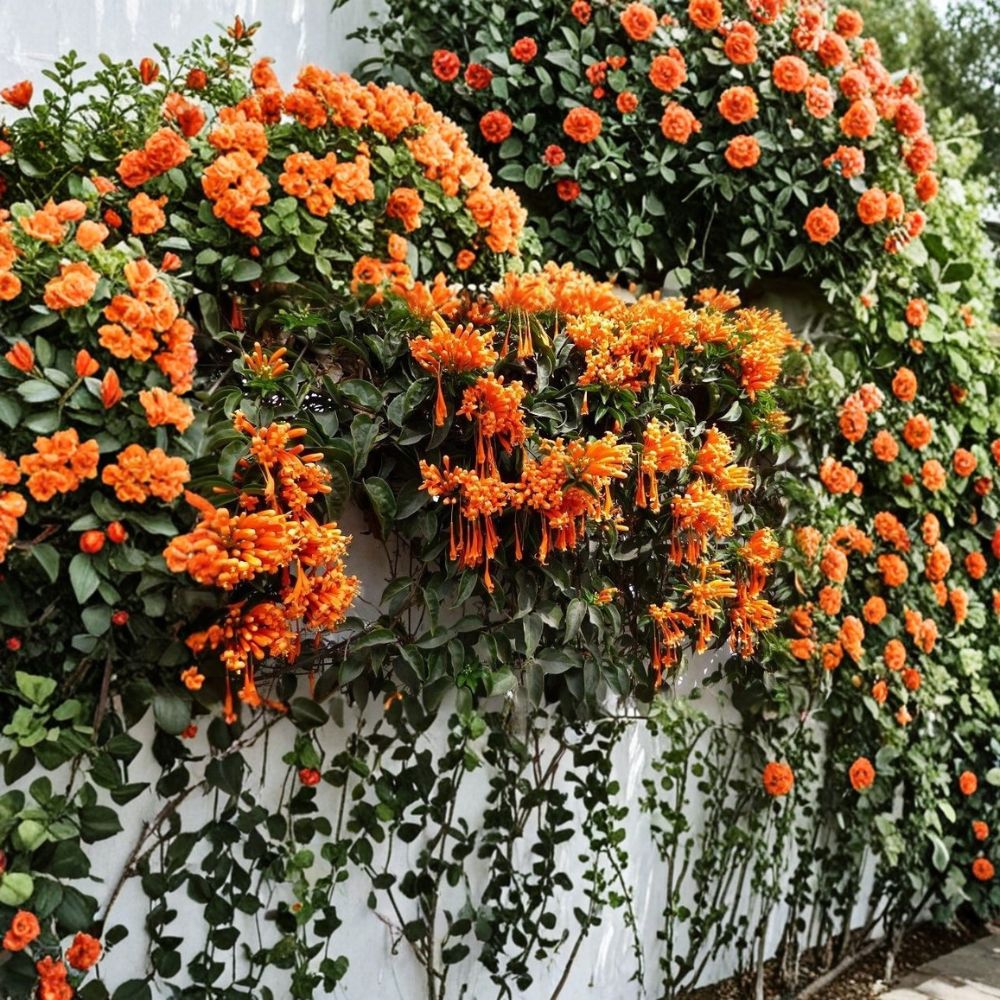 Florida Flame Vine – Pyrostegia venusta Live Rooted Starter Plant | Bare Root | Fast-Growing Tropical Climbing Vine | Hummingbird Favorite