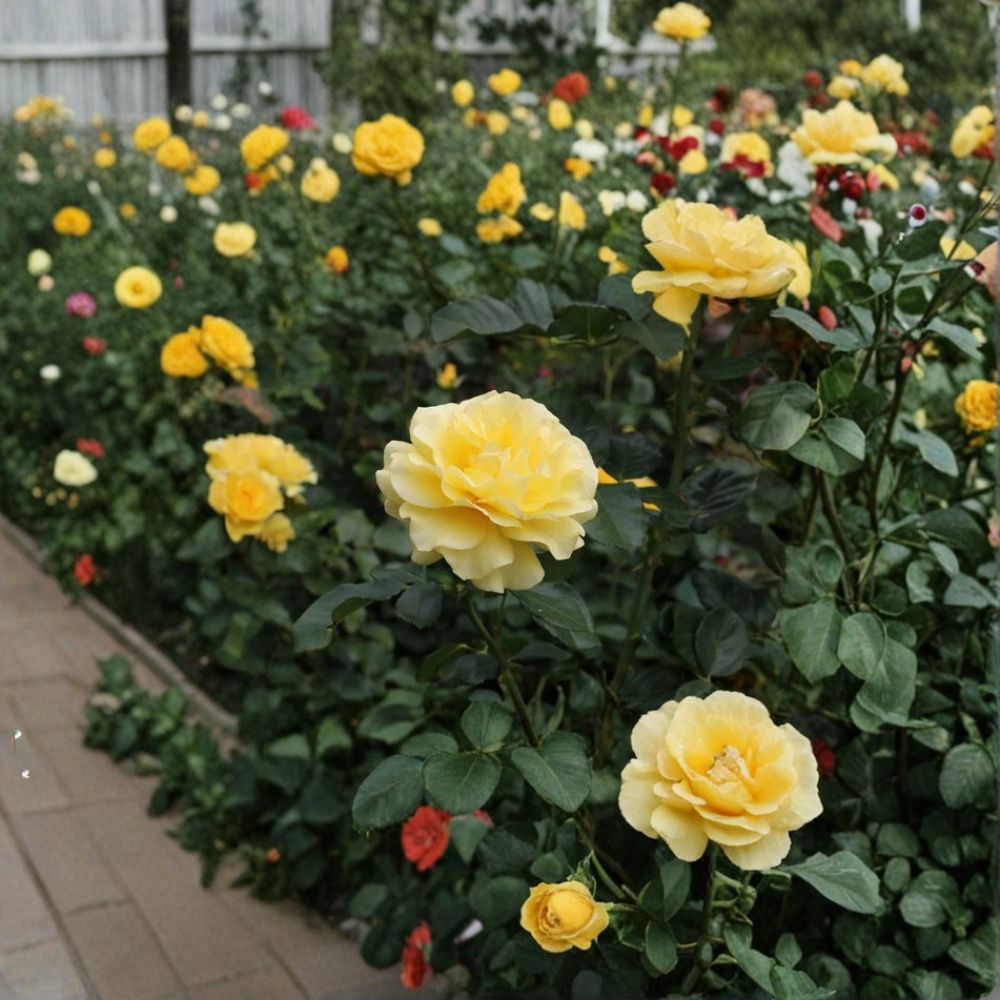 Sunsprite Floribunda Rose – Deep Yellow Live Bush Plant | 2 Gallon Size | Fragrant Floribunda Rose Shrub | Vibrant Yellow Blooms | Easy to Grow Garden Rose