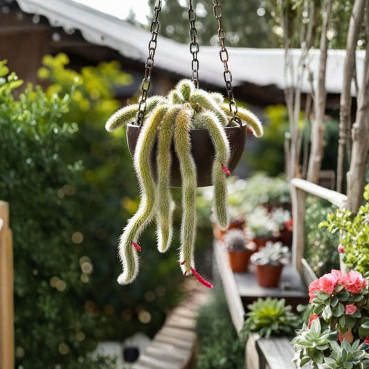 Monkey Tail Cactus – Cleistocactus colademononis Live Rooted Plant | 4 Inch Nursery Pot | Fuzzy Trailing Cactus | Hanging Basket Succulent | Easy Care Collector Plant