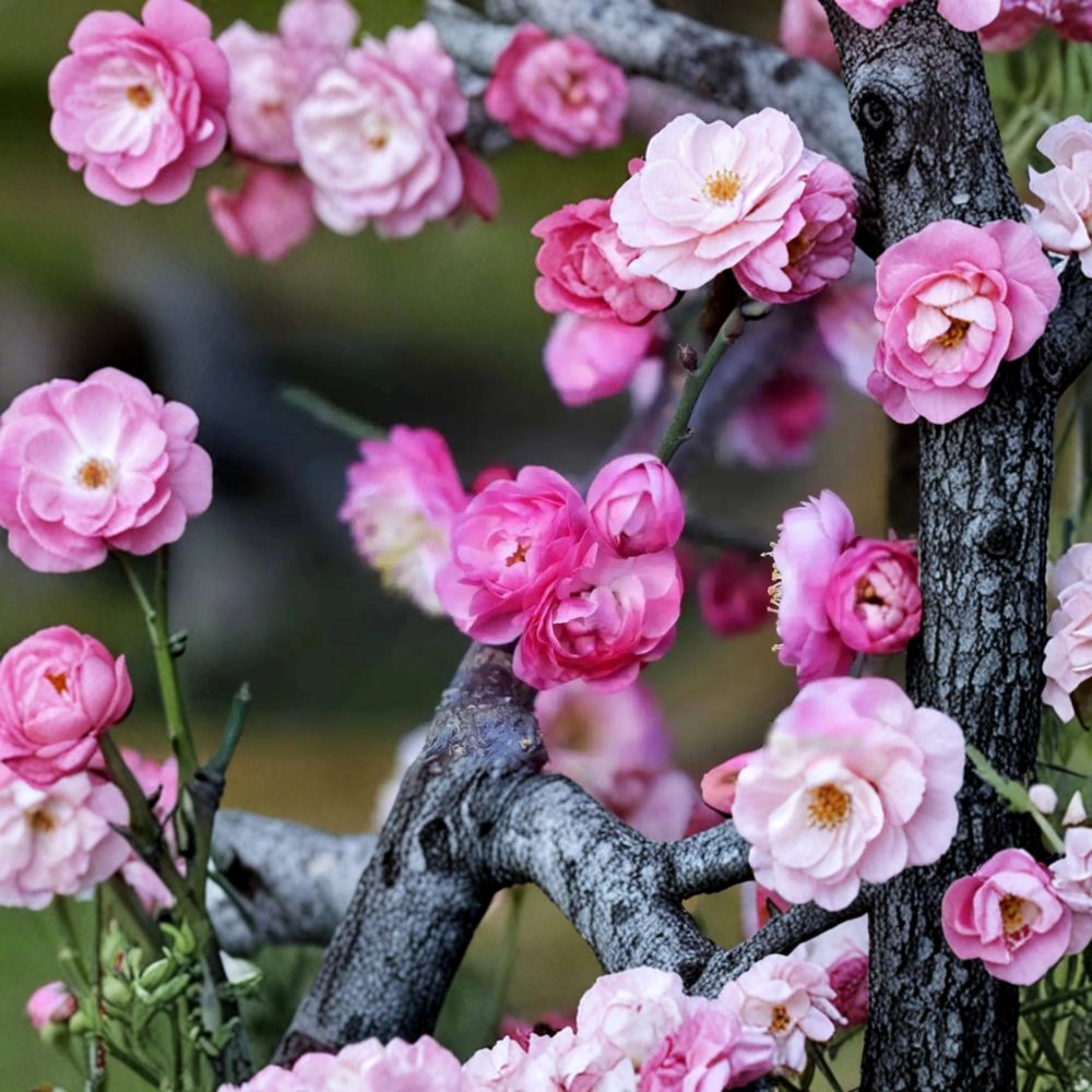 Peach Pink Ume Tree – Prunus mume Live Plant | Taohong Taige Flowering Apricot | Double Fragrant Blossoms | Ornamental Plum Tree | Early Spring Bloom