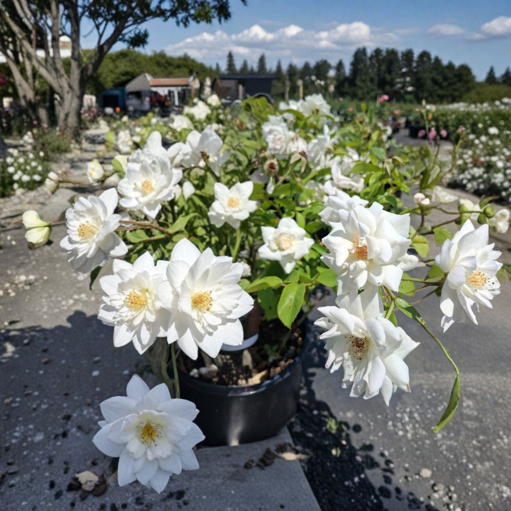 Iceberg Floribunda Rose – Rosa Hybrid Live Bush Plant | 3 Gallon Size | Pure White Flowering Rose Shrub | Repeat Blooming Floribunda | Garden Favorite