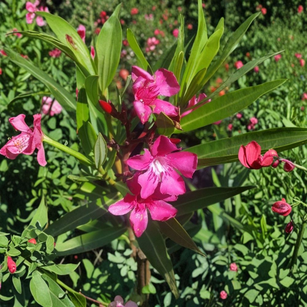 Pink Oleander – Nerium oleander Live Plant | 1 Gallon Size | Pink Flowering Evergreen Shrub | Includes Root-Wrapped Plant | Hedge & Landscape Friendly | Easy to Grow