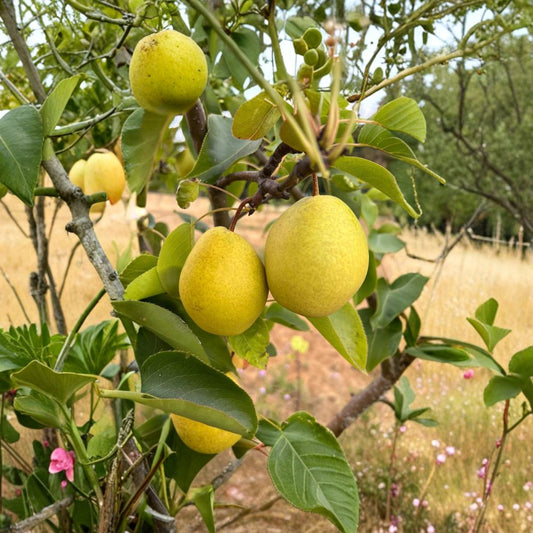 Honey Jar Asian Pear Tree – Bare Root | 32–36 Inches Tall | Pyrus betulifolia Rootstock | Ultra Sweet Early Pear | Crisp Juicy Fruit Tree