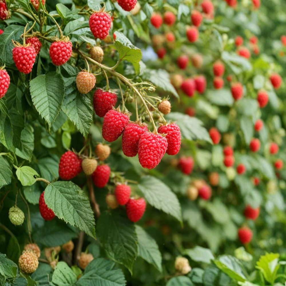 Joan J Raspberry – Rubus idaeus Live Bare Root Canes | Set of 2 Thornless Plants | Everbearing Red Raspberry | Sweet Fruit Garden Starter