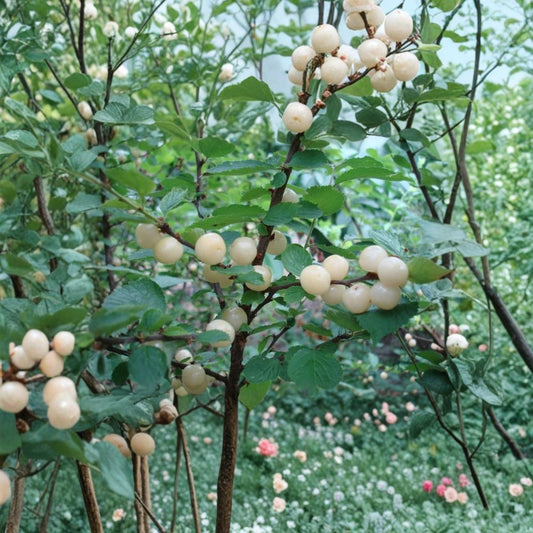 Gabe Nanking White Sweet Cherry – Live Starter Plant | 20–24 Inches Tall | Hardy Cherry Bush | White Spring Flowers | Edible Fruit | Zones 3–7