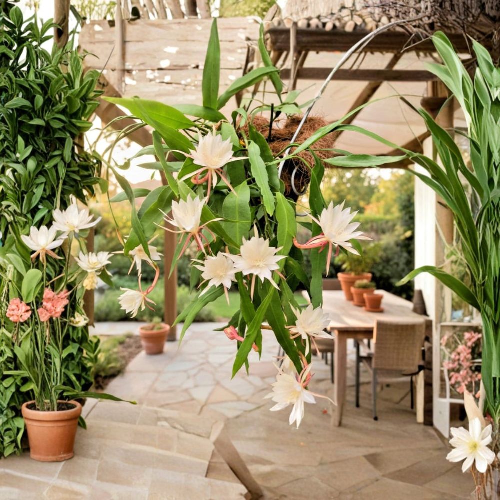 Queen of the Night Cactus – Epiphyllum oxypetalum Live Rooted Plant | 3 Inch Pot | Night Blooming Orchid Cactus | Fragrant Tropical Houseplant