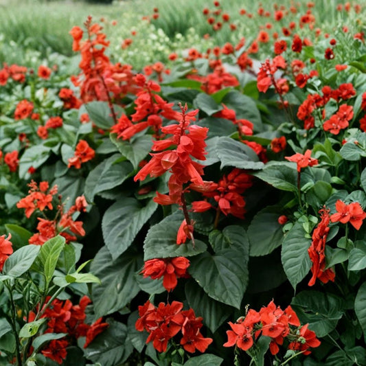 2 Live Red Salvia Plants – Salvia splendens | Scarlet Sage | 4" Pot | Vibrant Red Flowers | Pollinator Garden Plant