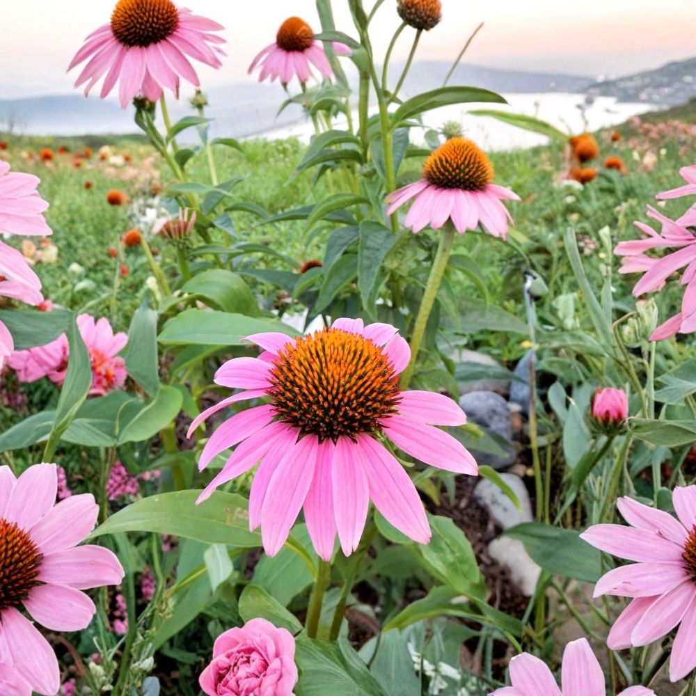 5 Purple Coneflower Plants | Echinacea purpurea Bare Root Perennials | Hardy Pollinator Flowers | Ready to Plant