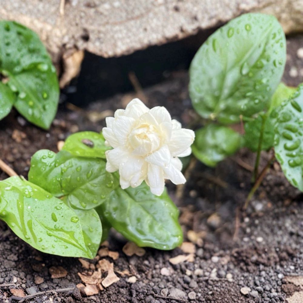 Arabian Jasmine ‘Grand Duke’ – 2 Live Plants | Jasminum sambac 2–5 Inches Tall | Double White Fragrant Flowers | Starter Plants