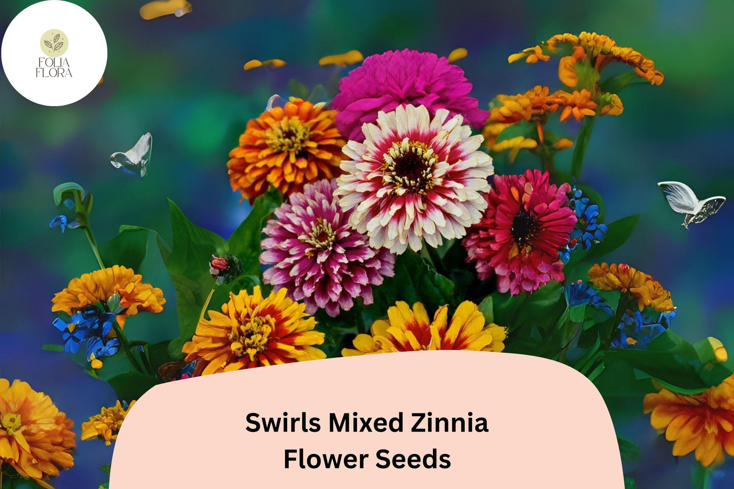 100+ Swirls Mix Zinnia Seeds – Colorful Heirloom Non-GMO Annual Flowers for Garden Planting & Cut Arrangements