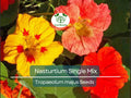 25 Seeds Nasturtium Single Mix Climbing Vine, Red Flowers, Fragrant, Attracts Hummingbirds, Non-GMO, Easy to Grow, for Gardens & Trellises