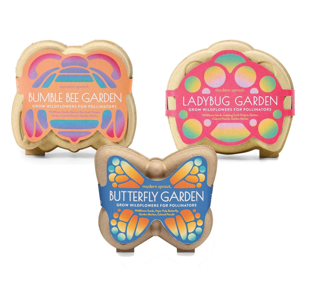 Curious Critters Garden Activity Kit - 3-Pack Mixed Wildflower Seeds Packet - Eco-Friendly Garden Fun for Kids