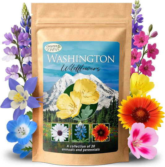 Wildflower Seed Mix - 20 Varieties, 60,000+ Seeds - Washington Native Flowers, Pollinator Friendly