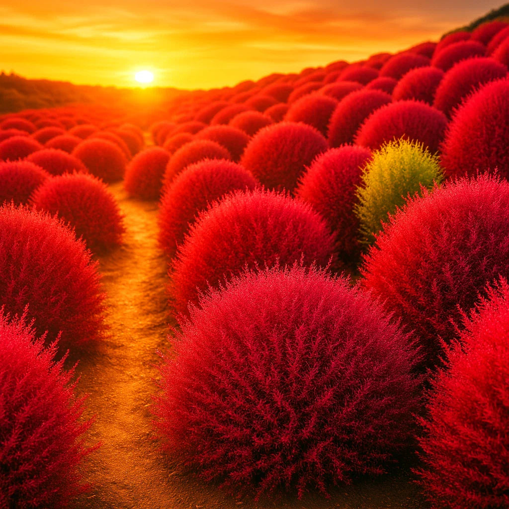 Burning Bush Kochia Seeds - 300+ Scarlet Fall Hedge - Drought-Tolerant (Kochia scoparia) - Free Shipping